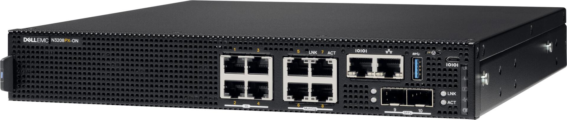 SWITCH DELL N3208PX 8 PORTAS 4X1G. 4X1/25/5G RJ-45. 2X10G