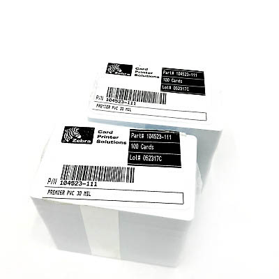 ZEBRA WHITE PVC CARDS 30 MIL (104523-111)