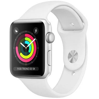 Apple Watch Series 3, GPS, 38 mm, Alumínio Prata, Pulseira Esportiva Branca (MTEY2BZ/A)