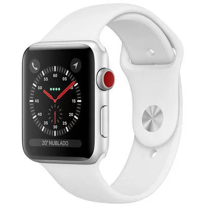 Apple Watch Series 3, Cellular + GPS, 38 mm, Alumínio Prata, Pulseira Esportiva Branca (MTGN2BZ/A)