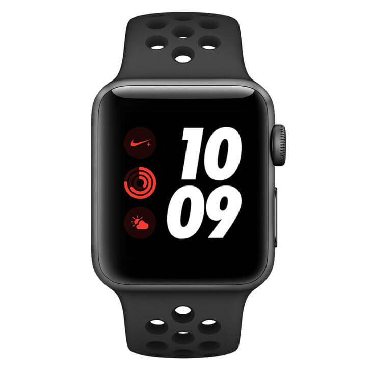 Apple Watch Nike+ Series 3, Cellular + GPS, 38 mm, Alumínio Cinza Espacial, Pulseira Esportiva Nike Preto (MTGQ2BZ/A)