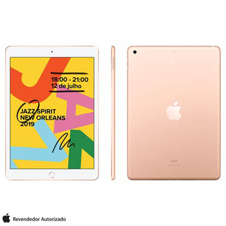 iPad 7ª Geração Dourado com Tela 10,2, Wi-Fi, iPadOS, Processador A10 Fusion e 32GB (MW762BZ/A)