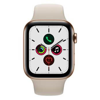 Apple Watch Series 5 Cellular + GPS, 44 mm, Aço Inoxidável Dourado, Pulseira Esportiva Cinza e Fecho Clássico (MWWH2BZ/A)