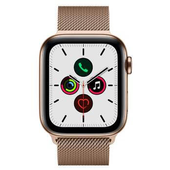 Apple Watch Series 5 Cellular + GPS, 44 mm, Aço Inoxidável Dourado, Pulseira de Aço Inoxidável Dourado e Fecho Magnético (MWWJ2BZ/A)