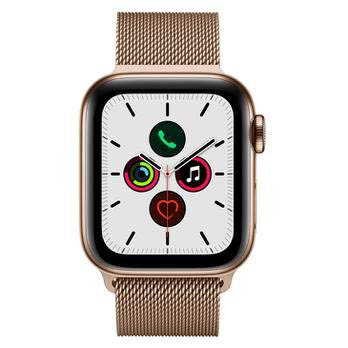Apple Watch Series 5 Cellular + GPS, 40 mm, Aço Inoxidável Dourado, Pulseira de Aço Inoxidável Dourado e Fecho Magnético (MWX72BZ/A)