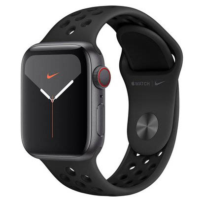 WATCH N S5 40 SG AL A/B SP CEL (Apple Watch Nike+ Series 5 Cellular + GPS, 40 mm, Alumínio Cinza Espacial, Esportiva Nike Preto / Cinza-carvão e Fecho Clássico (MX3D2BZ/A)