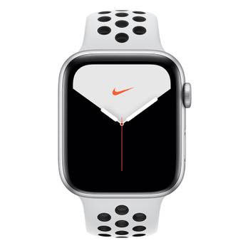 Apple Watch Nike+ Series 5 Cellular + GPS, 44 mm, Alumínio Prata, Esportiva Nike Preto / Cinza e Fecho Clássico (MX3E2BZ/A)