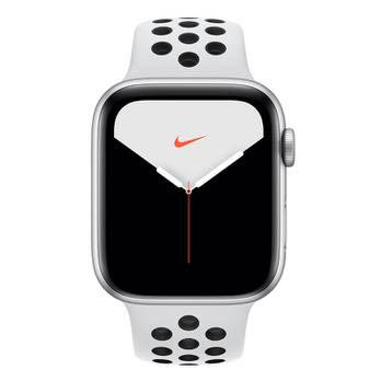 Apple Watch Nike+ Series 5 GPS, 44 mm, Alumínio Prata, Esportiva Nike Preto / Cinza e Fecho Clássico (MX3V2BZ/A)