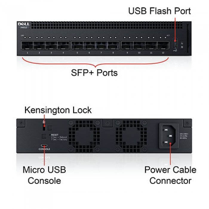 SWITCH DELL X4012 12 PORTAS 10GB SFP+ (210-ADPE-04B8)