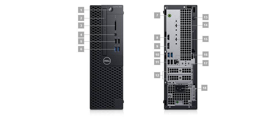 DESK DELL OPT 3060 SFF I3-8100 WIN 10 PRO 4GB 500GB DVDRW 1 ONSITE (210-AOOS-I3)